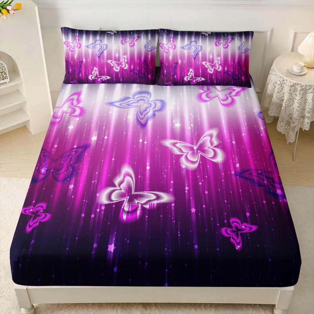Beautiful Butterfly Pattern Mattress Three-Piece Digital Printing Bedding Mattress Three-Piece Set Small And Fresh