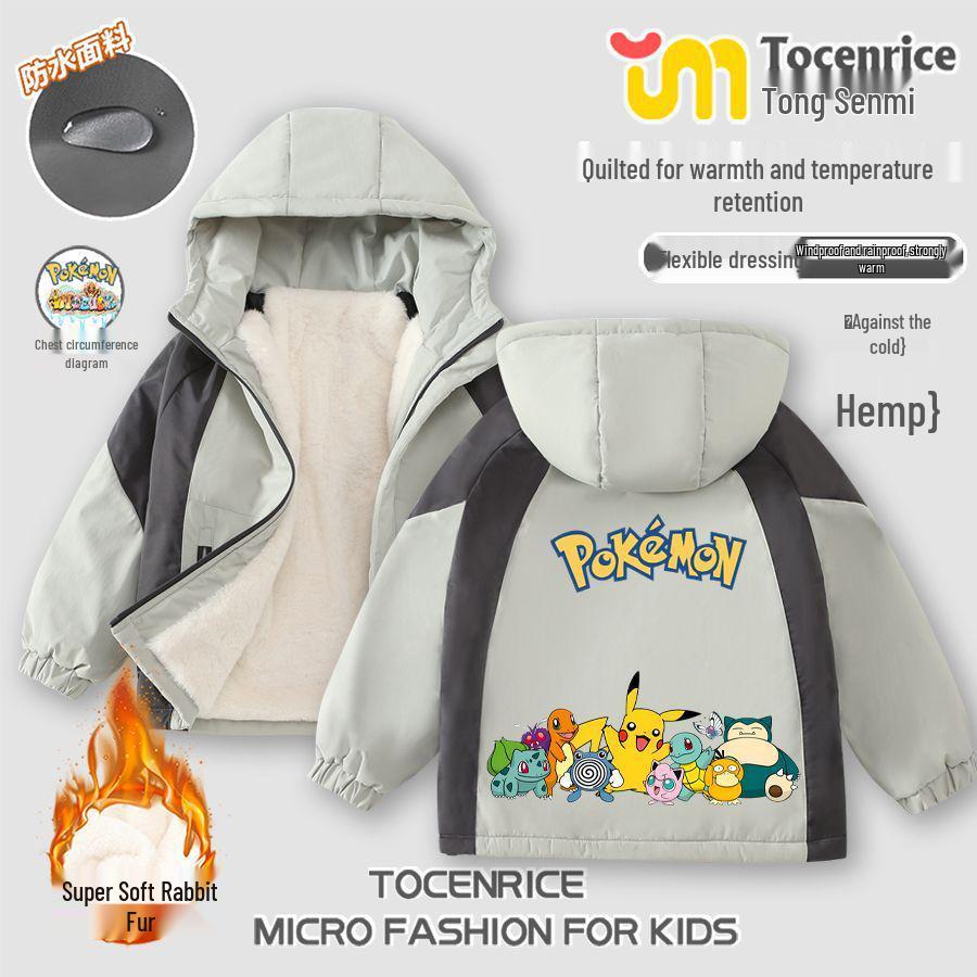 

Kids Cartoon Print Hooded Fleece-Lined Puffer Jacket, Cotton New Year Coat for Boys and Girls, Red 160 (For height 150-)