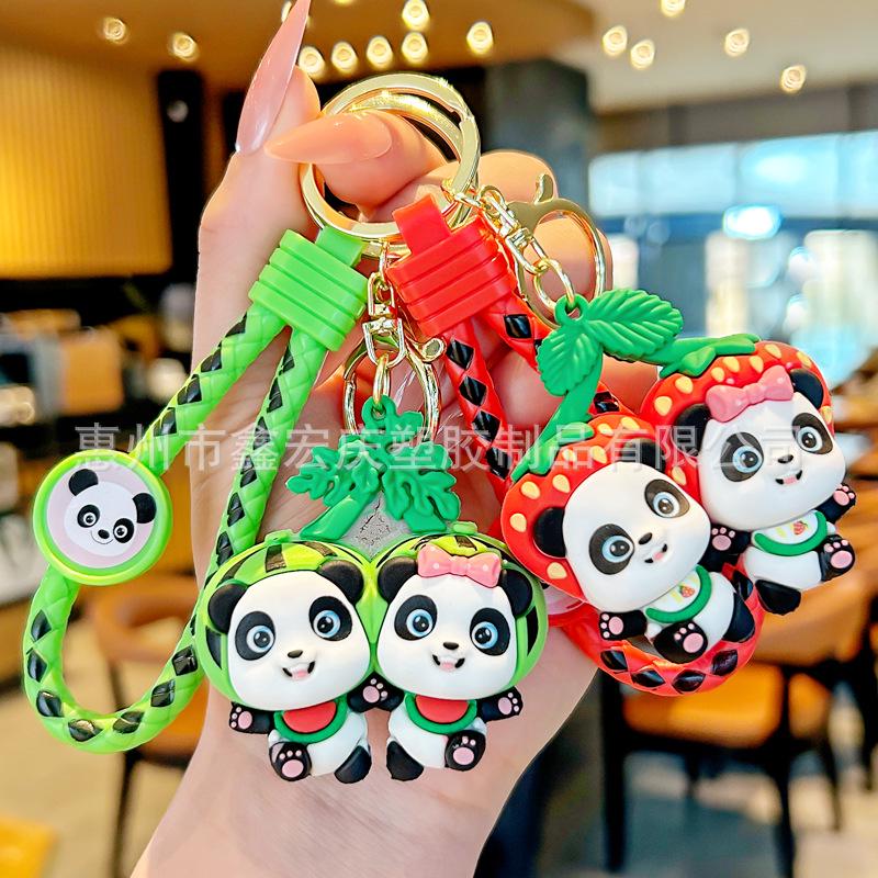 Panda Keychain: Cute Fruit Backpack Pendant & Student Gift
