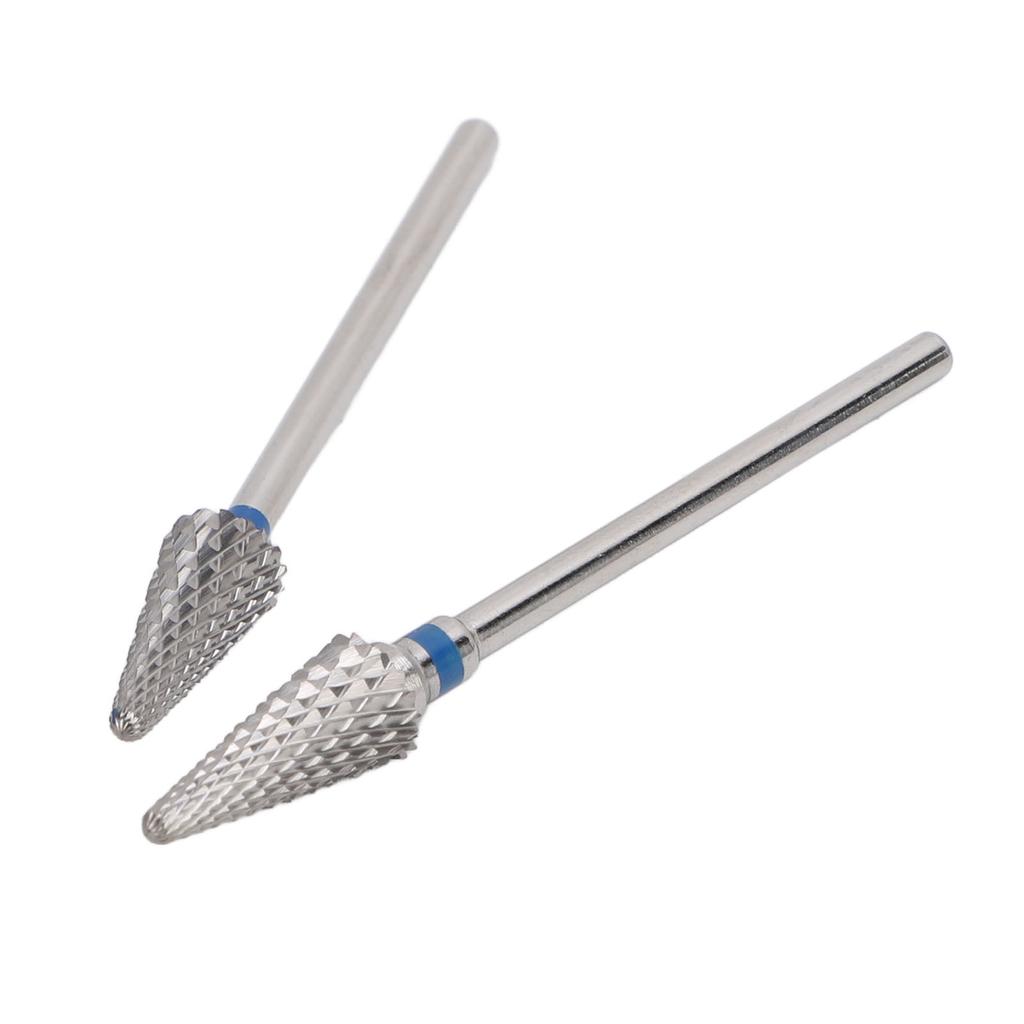 2pcs Tungsten Tapered Nail Drill Bit Rotary Cuticle Removal Manicure Pedicure Tool Cone Shaped Nail