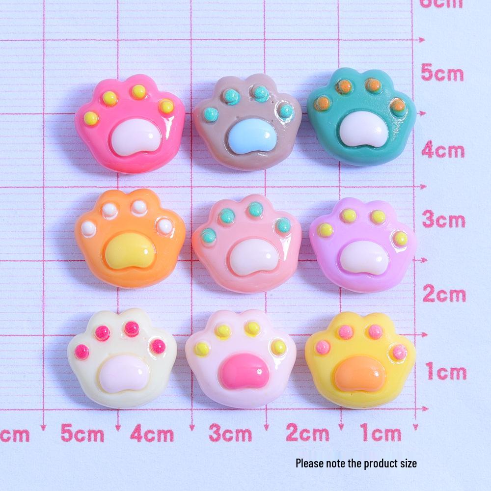 Mixed Kitten Paw Glossy Resin Accessories DIY Hair Clip Material Kit