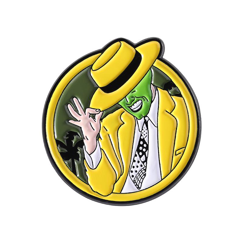 90s Fantasy Comedy Movies Enamel Pins Custom Green Mask Brooches Lapel Badges Clothes Funny Jewelry Gift for Kids Friends