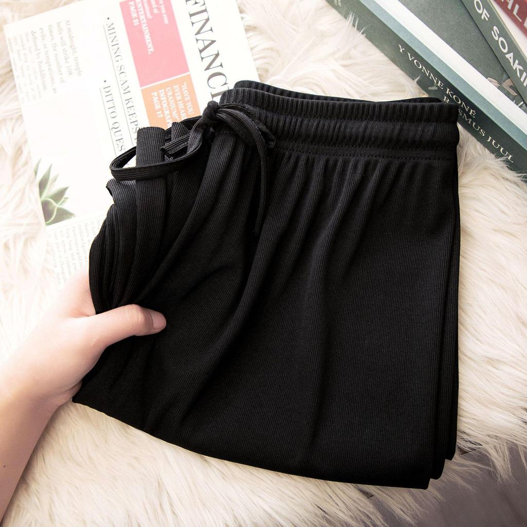 Pantaloni Larghi Estivi da Donna a Vita Alta in Seta Ghiacciata - Modellanti, Drappeggiati, Casual da Studentessa, Vestibilità Larga, Gamba Dritta Stretta.