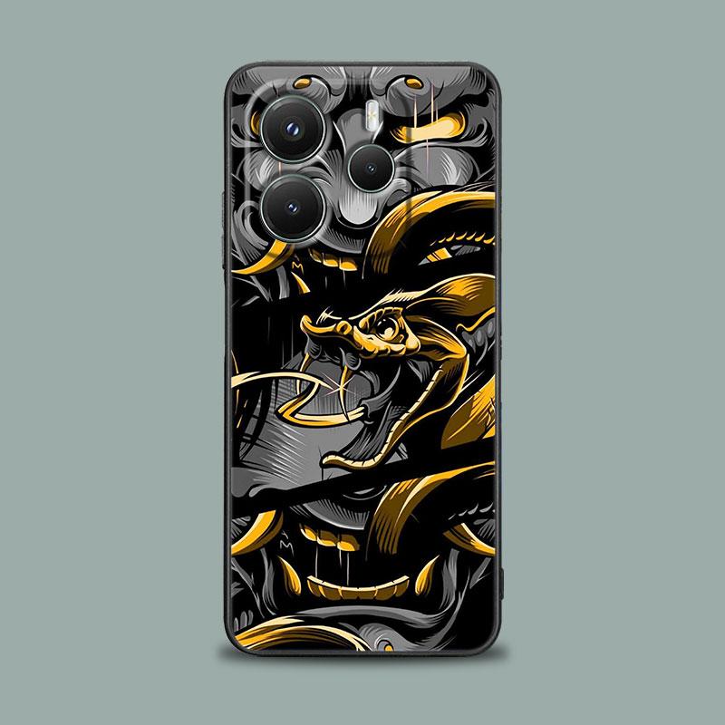Phone Case for Xiaomi Redmi 15C 14C 12C 13C 4G Redmi Note 15 14 13 12 11 10 Pro Plus 12S Silicone Soft Cover Oni Mask Art Dragon