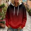 Women's Gradient Printed Long Sleeve Hoodie with Pocket and Casual Top