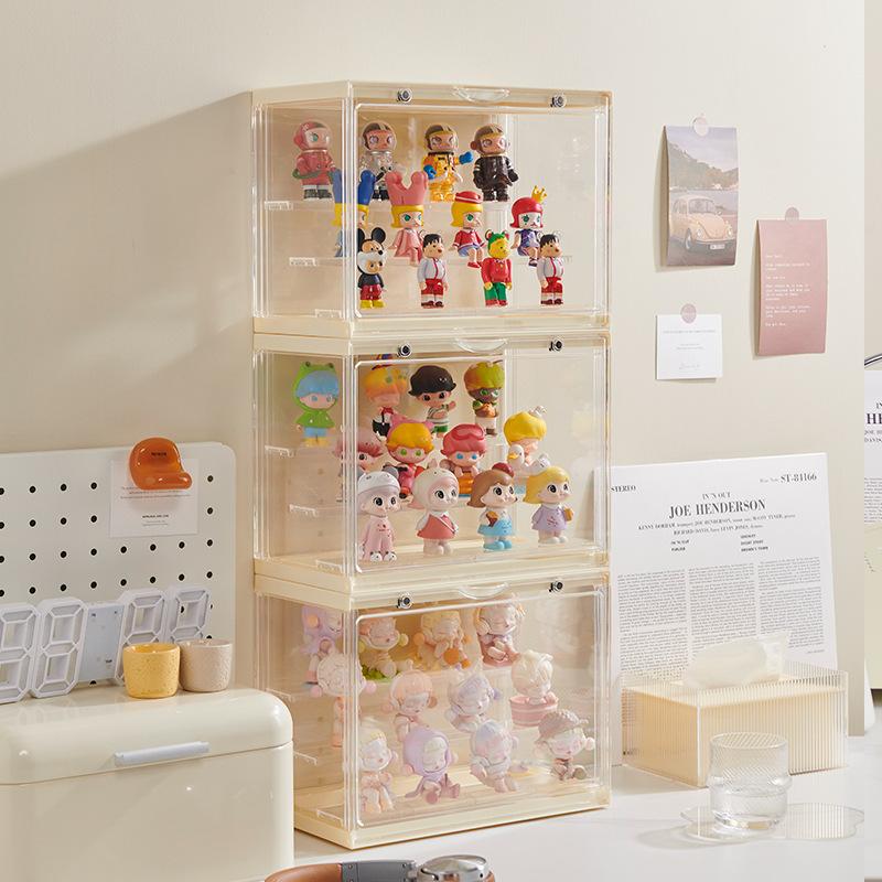 Large storage box, transparent three-layer assembly acrylic storage box, desktop decoration display cabinet