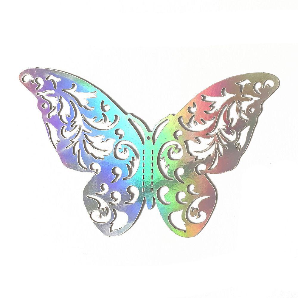 DIY Accesories Party Wedding Supplies Home Decoration Hollow Butterflies 3D Butterfly Stickers Wall Decals Colorful Silver Gold
