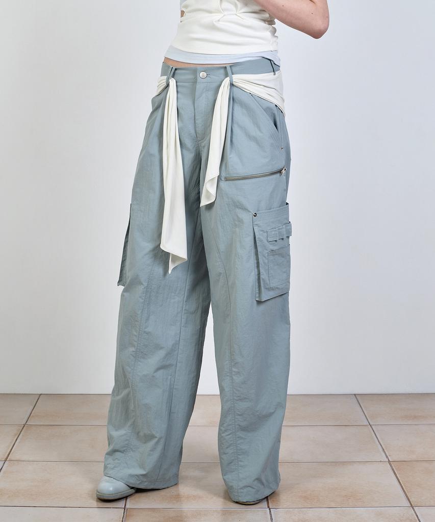 Nash Mixed Layered Tie Jogger Pants (Unisex) Light Blue