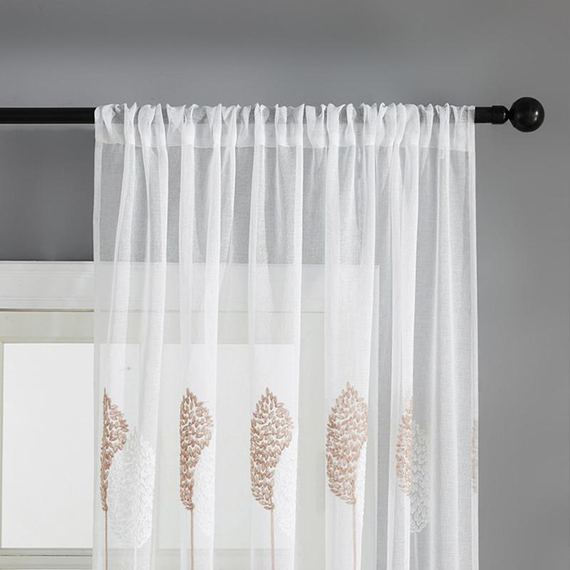 Vorhang garn stickerei balkon wohnzimmer transluzenten garn ländlichen vorhang fertig weiß schlafzimmer