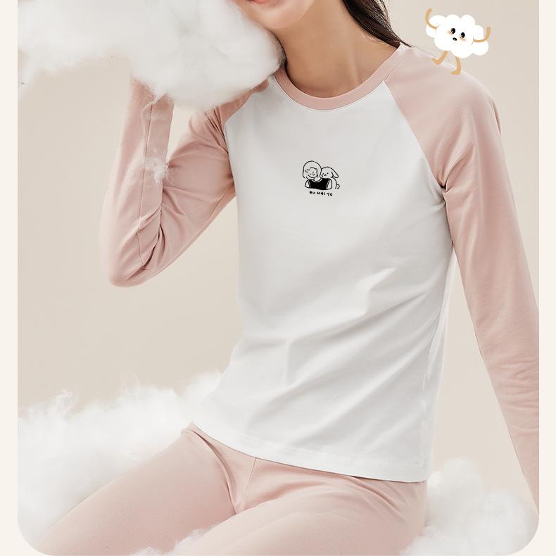 Teen Girl Autumn Cotton Thermal Set - Warm Long Underwear & Sweater