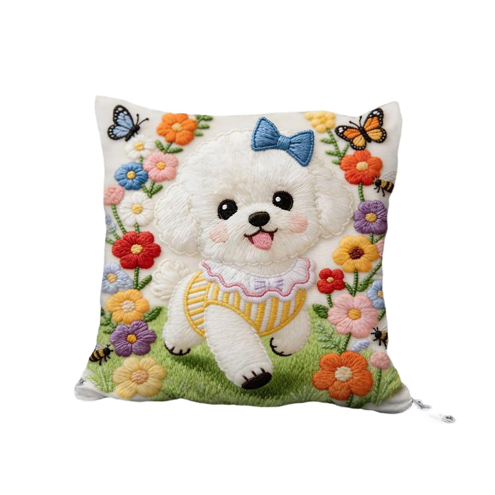 

Easter Pillowcase With Cute Animal Bunny Embroidery - Sofa Cushion Cover One Size