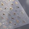 Gold Stamped White Christmas Tree Snowflake 3D Self Adhesive Nail Art Stickers Santa Claus Elk Xmas Cartoon Cute Manicure Decals