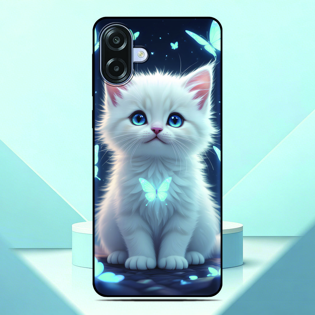 Lovely Kitten Anime Phone Case For Samsung Galaxy A07 4G Painted TPU Black Back Cover A 07 Soft Silicone Protective Fundas