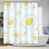 Stylish Bathroom Shower Curtain with Flower Design Waterproof Fabric for Home Decor Light Blue Color Floral Print Pattern