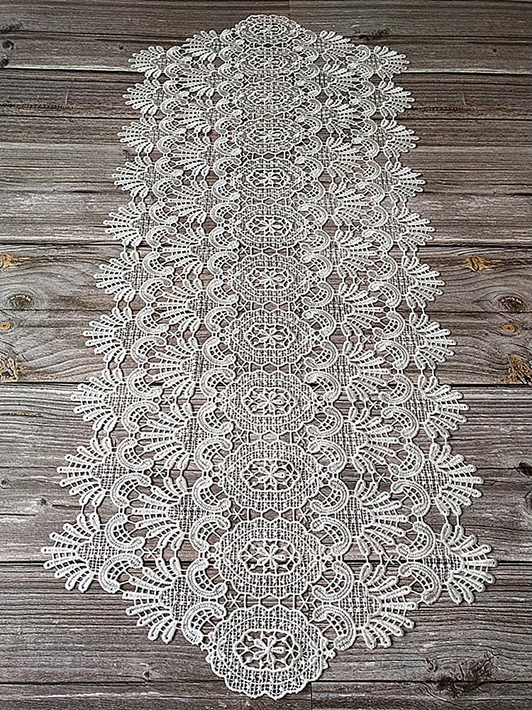 

Роскошный цветок белый Вышитый постельный флаг Дорожка скатерть чехол для стола Рождество Свадьба Украшение стола и аксессуары 40X70CM