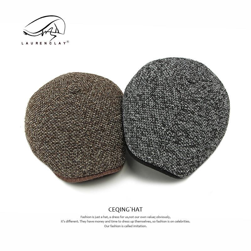 In the elderly woolen hat men's autumn and winter cap piled thickened warm beret ear protector octagonal hat tide