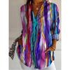 Geometric Print Long Sleeved Lapel Button Women's Shirt High Street Fashion Artistic Retro Style Spring Top