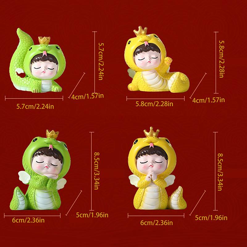 Cartoon Snake Baby Figurine Cake Toppers Ornament Festival 2025 New Year Decors Resins Snake Statue Desktop Shelf Decors