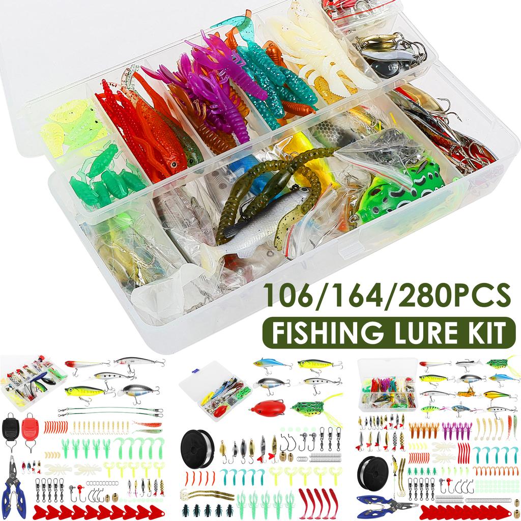 Mixed Fishing Lure Kits Lifelike Fake Fishing Bait Tackle Fast Starting Fishing Lure Sets with Storage Boxes Suitable for Ponds