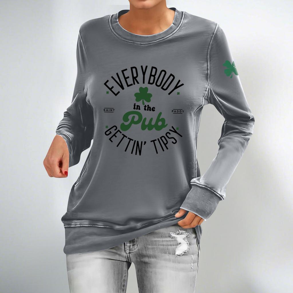 Sweat-shirt à col rond et manches longues à imprimé mode décontracté pour femmes