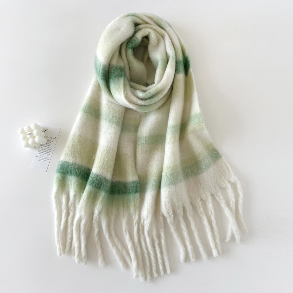 New simple solid color mohair scarf, thickened and warm in autumn and winter, versatile shawl, fluffy and large pulled scarf.