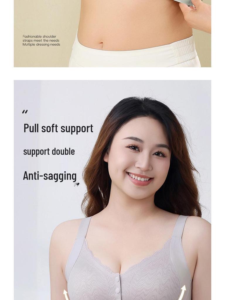 Plus-Size Women's Front-Buckle Nursing Bra: Seamless, Comfortable, for Middle-Aged & Elderly.