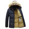 Men Winter Parka Fleece Lined Thick Warm Hooded Collar Coat Male Plush Jacket Autumn Work Out Wearing Black