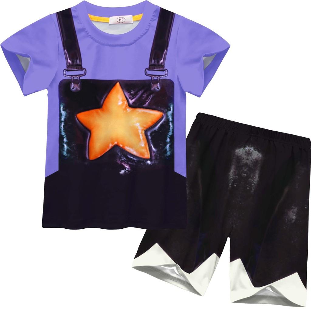 92693 Детская одежда для девочек Bobi Time Лилия с принтом Футболка Шорты 2 предмета Комплекты одежды 110cm фиолетовый