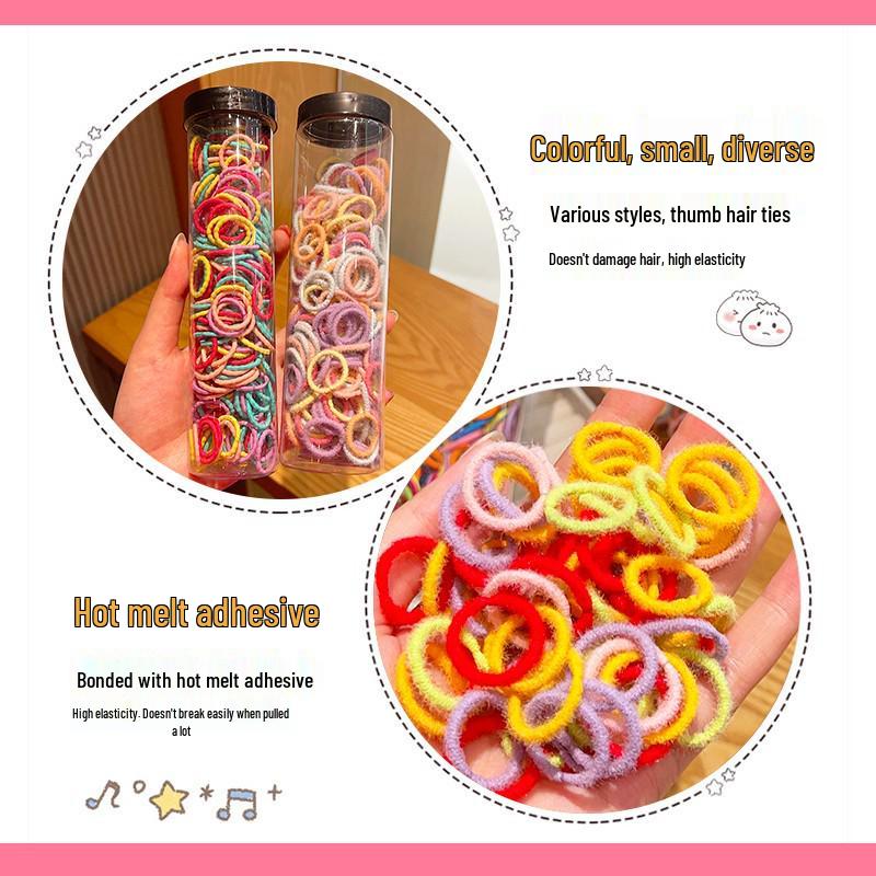 Non-Damaging High Elasticity Toddler Hair Ties - Small Size Rubber Bands for Girls