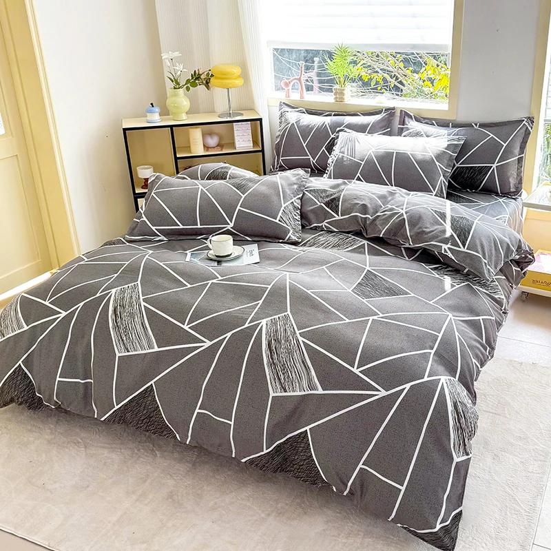 Bedrucktes dreiteiliges Set, ein Bettbezug und ein Paar Kissenbezüge (ungepolstert), geeignet für Schlafzimmer, Hotels