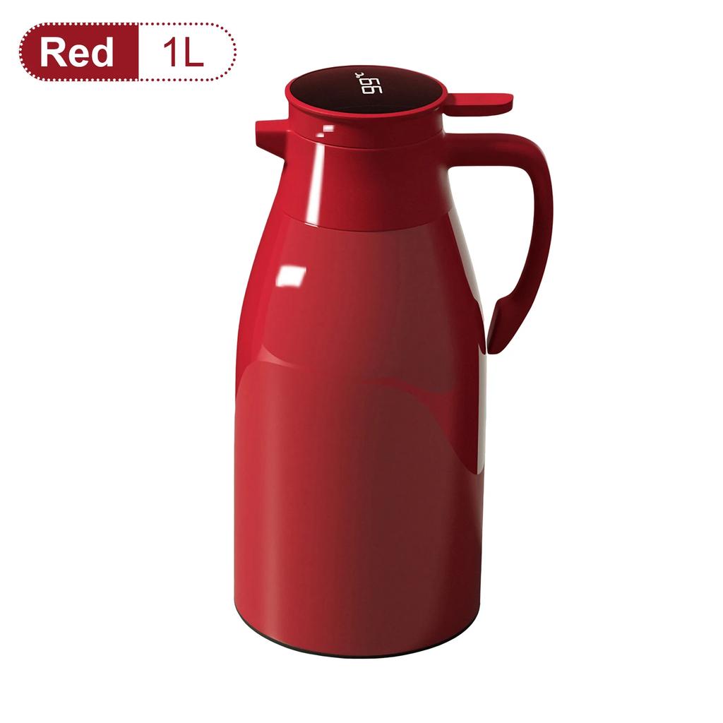 1L Thermosflasche Glasinnenteil Vakuumflaschen Große Kapazität Wasserflasche Küche Thermokanne Haushalt Digitales Display Kaffee