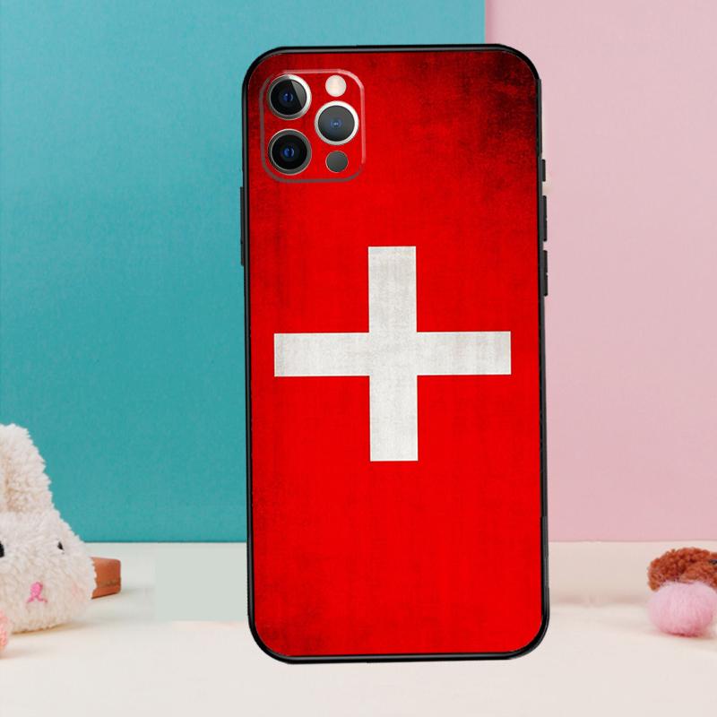 Switzerland Swiss Flag Phone Case For iPhone 17 Air 16 15 13 12 11 14 Pro Max 12 13 Mini 15 16 Plus 16e Cover Coque