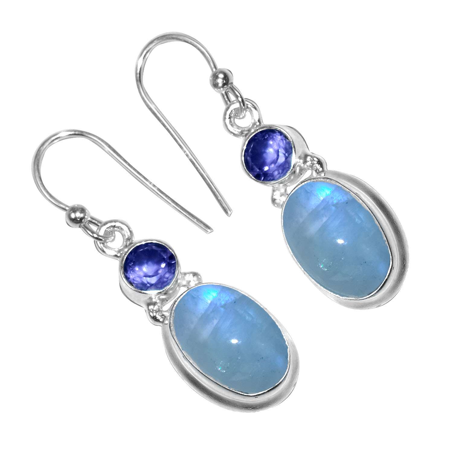 

Rainbow Moonstone Gemstone Earrings Solid 925 Sterling Silver Handmade Earrings Jewelry Gift For Women And Girls E-1545