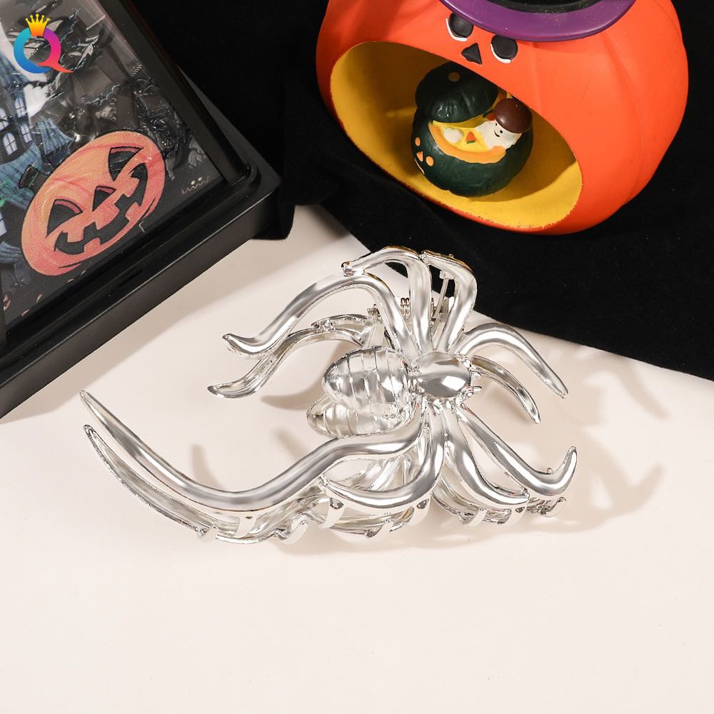 1 Pièce Halloween Pinces à Cheveux Araignée Noire avec Design de Charme Perle, Pinces à Cheveux Métal Gothique Punk Maintien Fort Accessoires Cheveux