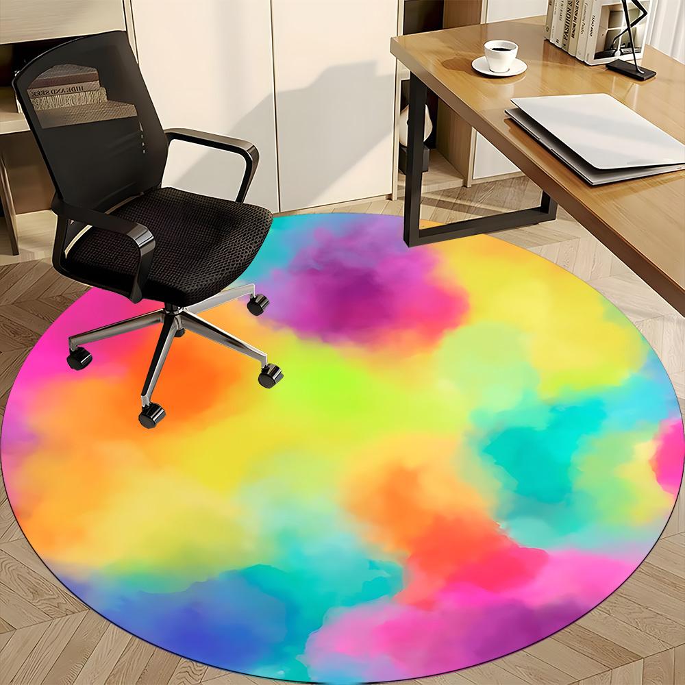 1 Stück bunter abstrakter Stuhlteppich für das Büro, rutschfester, waschbarer Polyesterfaser-Teppich für den Innenbereich, Matte für das Büro, maschinenwaschbar