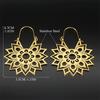 Trendy Yoga Lotus Flower Earrings Stainless Steel Gold Color Hoop Earrings for Women Jewelry boucles d'oreilles E9360S01