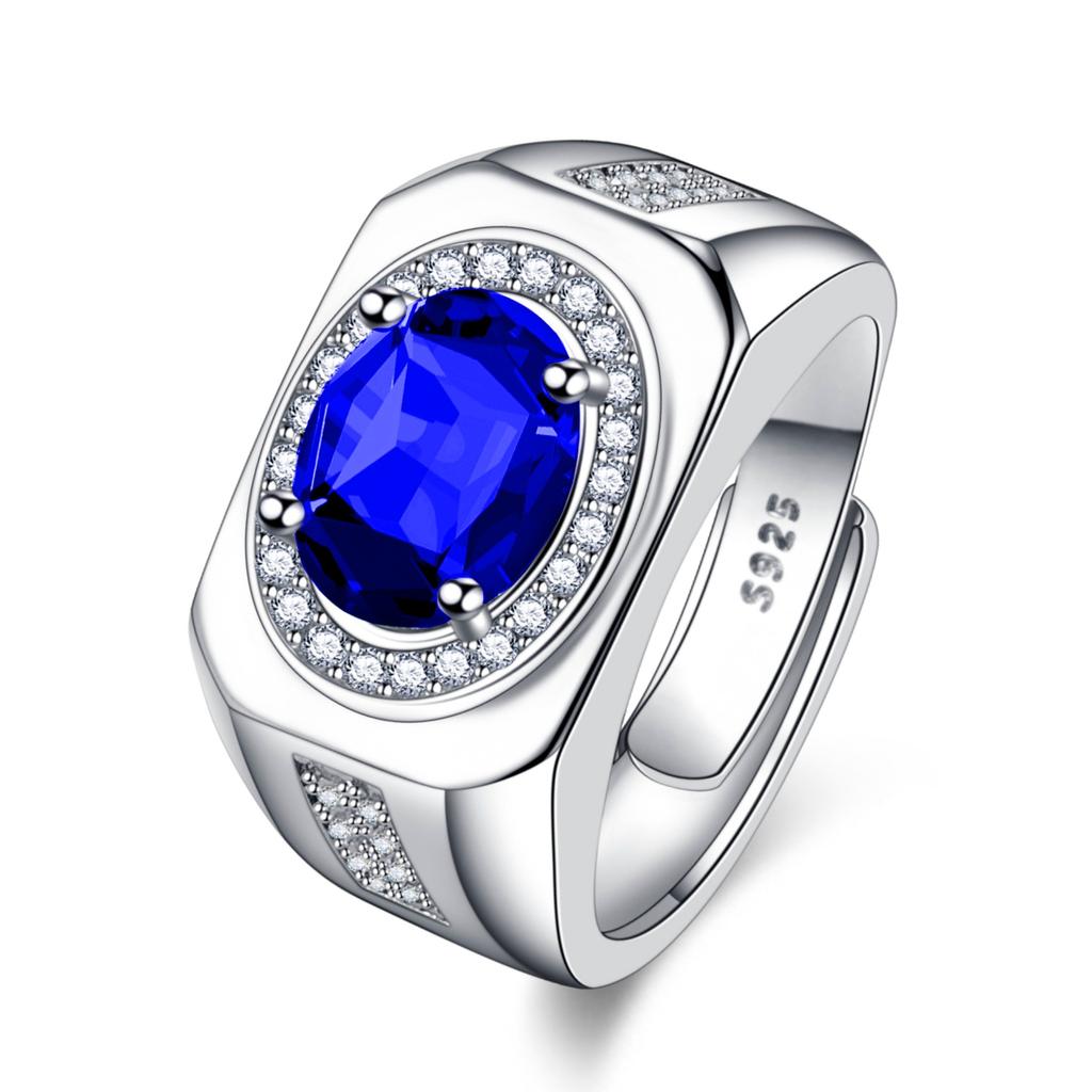 Fashion Oval Diamond Inlaid Embedded Color Gem Ring
