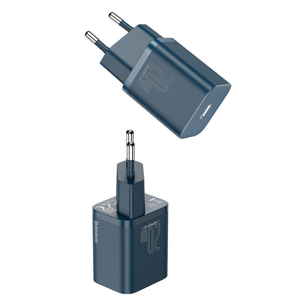 Baseus Super Si 20W USB-C Quick Charger with Lightning Cable - 1m Blue (Model TZCCSUP-B03)