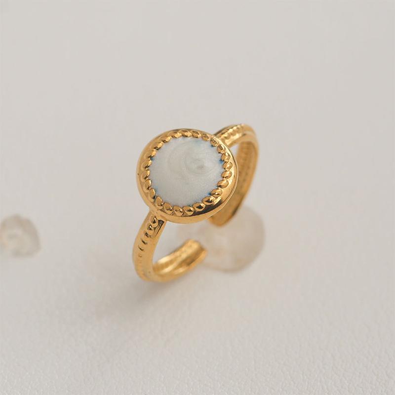 Stainless Steel French White Enamel Rings For Women Drip Glaze Romantic Elegent Girl Ring Daily Wear Sweet Y2K Jewelry No Fading