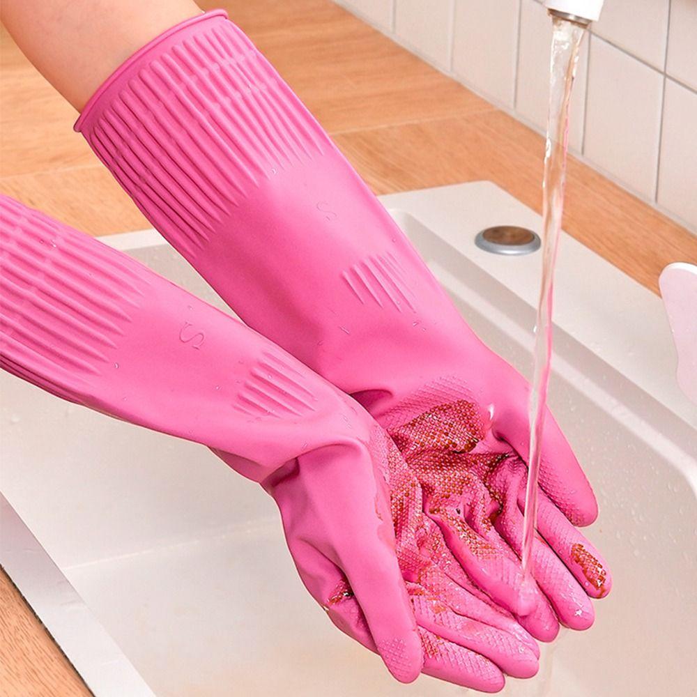 Pink Cleaning Gloves Non-slip Laundry Gloves Durable Kitchen Gloves  Cleaning Supplies