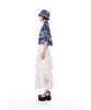 Greedius Sheer Ruffle Lace Maxi Skirt