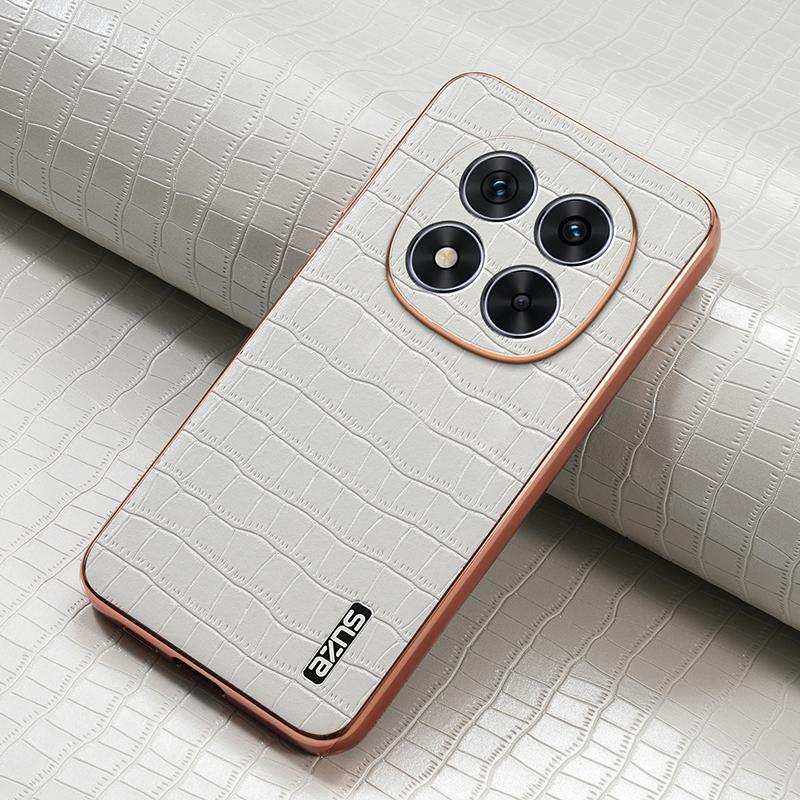 

Чехол из искусственной кожи с крокодиловым узором для Xiaomi Mi POCO X7 5G с полной защитой камеры, 3D-текстурой, защитным покрытием, защитным чехлом for POCO X7 белый