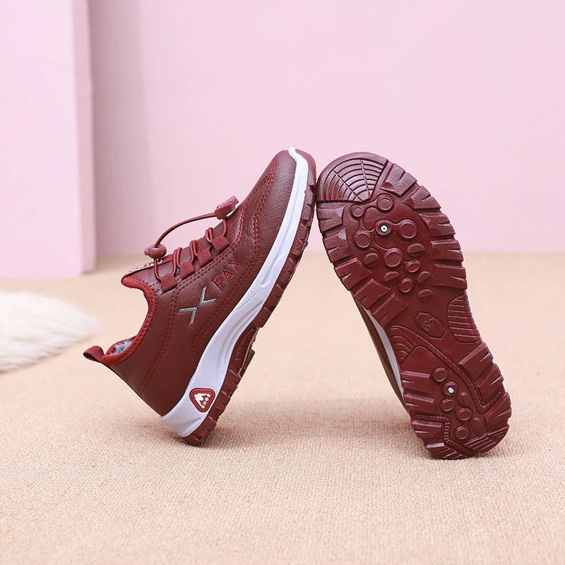 Autumn Winter Women's Cotton Shoes Leather Waterproof Cotton Shoes Plus Velvet Thickened Walking Shoes Non-slip Warm Women's Cotton Boots