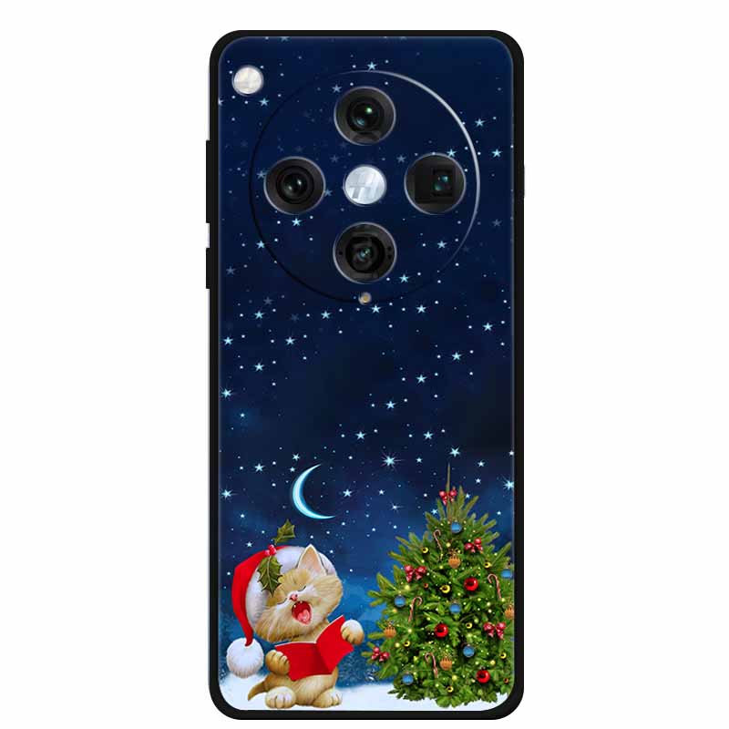 Christmas Cover For Oppo Find X8 Pro 5G 6.78"Black Silicone Cases TPU Santa Claus Christmas Tree Back Cover For Oppo Find X8 5G