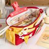 Cartoon Bear Retro Burger Color Blocked Pencil Bag Multi Functional Cute High Beauty Large Capacity Stationery Box Pencil Bag