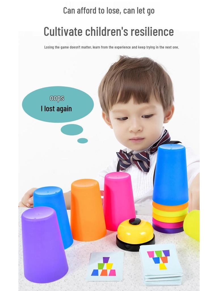 Children's Educational Stacking Cups & Cards Set for Early Learning and Speed Training