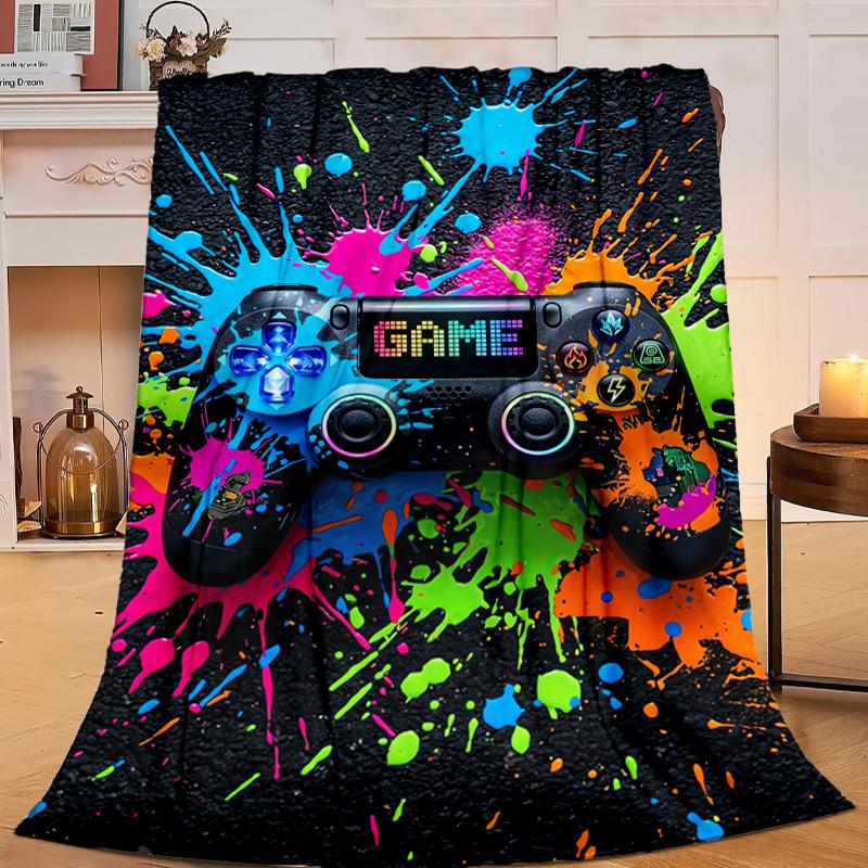 1PC Colorful Gaming Adventure Flannel Blanket Gift, Suitable for Both Men And Women, Soft Ideal for Beds And Sofa, Birthday Or Christmas Gift