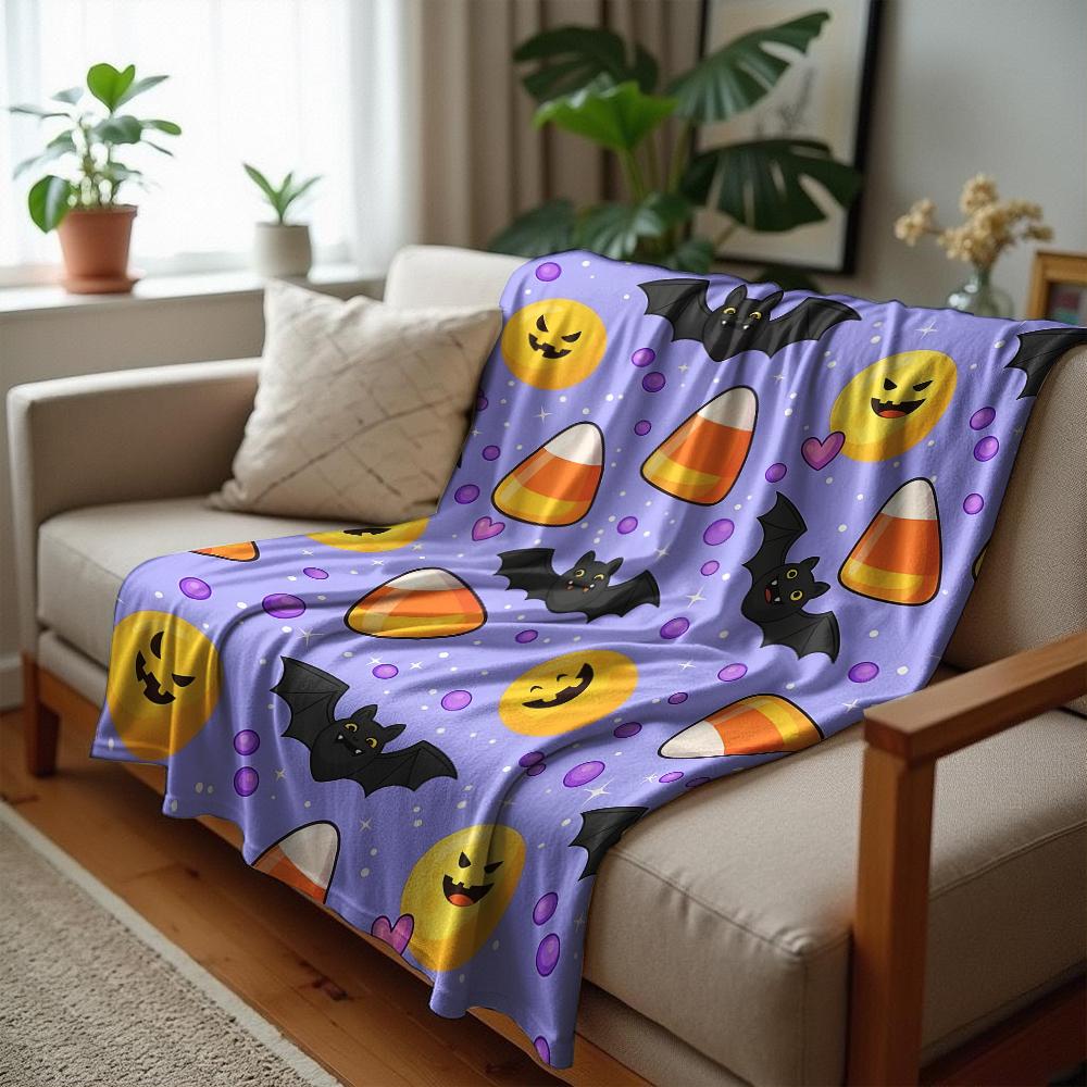 Candy Cane Gift Bow Anime Cartoon Flannel Blanket Soft Warm Throw for Bedroom Sofa Car Kids Holiday Gift