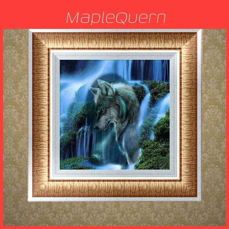 Exquisite Full Square Mosaic Diamond 5d Diy Diamond Painting Wolf Waterfall Scenic Embroidery Cross