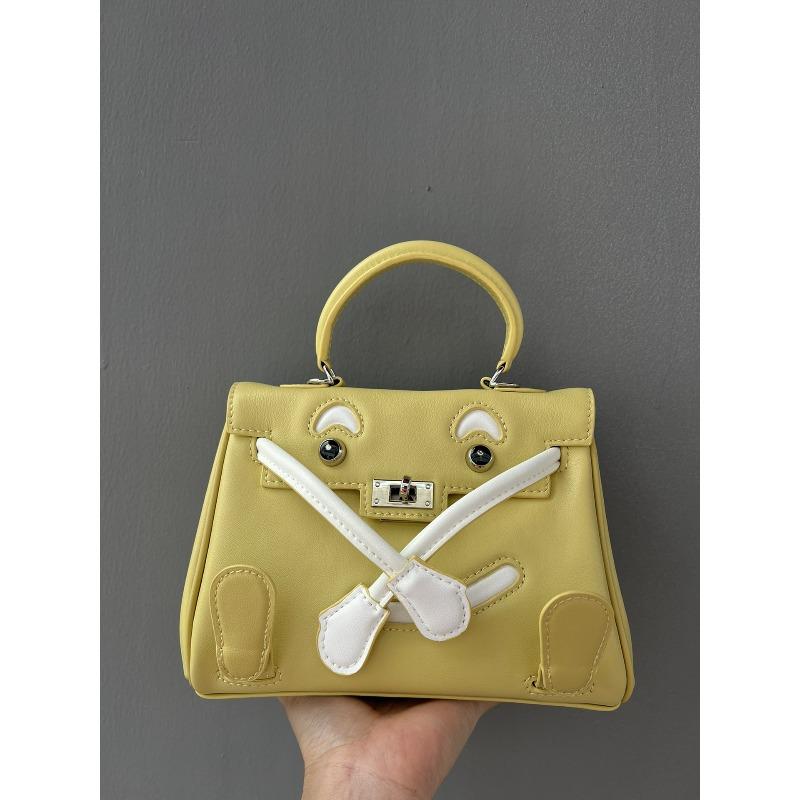 2025 Premium Head Layer Leather Smiling Face Bag+Millennium Doll Mini Bag Cute Crossbody Bag